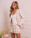 Soft Check Plaid Print Blazer