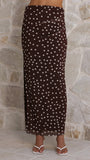 Janika Maxi Skirt Chocolate White Polka Dot
