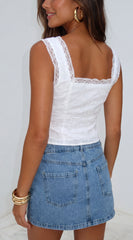 Rosa Eyelet Lace Top White