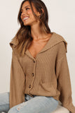 Amelia Oversize Collar Button Cardigan Camel