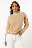Rylee Contrast Hem Knit Sweater Camel