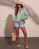 Harbor Honey Striped Cotton Button Down Top