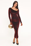 Charles Midi Dress Burgundy