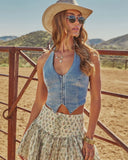 Majorie Denim Halter Neck Vest Top