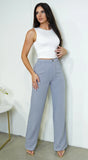 Cora Linen Pants Gray