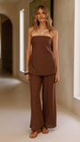 Kailani Strapless Top and Pants Set Chocolate