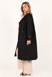 Trina Button Front Trench Coat Black
