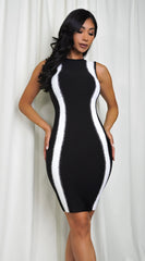 Heidi Two Tone Bandage Dress Black