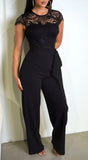 Lorissa Lace Detail Cap Sleeve Jumpsuit Black