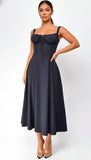 Noura Bustier Lace Up Midi Dress Black
