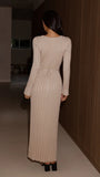 Cyra Long Sleeve Maxi Dress Beige