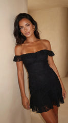 Heirloom Lace Mini Dress Black