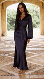 Ivy Long Sleeve Tie Front Maxi Dress Navy