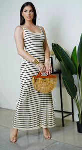 Ulrika Stripe Tank Maxi Dress Beige