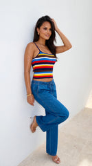 Havana Stripe Knit Cami Top Blue Multi