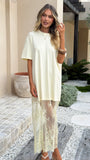 Kai Lace T Shirt Maxi Dress Yellow