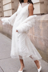 Yulia Pearl Midi Dress Ecru