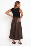 Haelee Faux Leather Skirt Brown