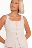 Greta Tailored Pant Set White Brown Marl