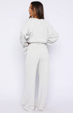 Leave Me Out Of It Waffle Wide Leg Sweatpants Grey Marle