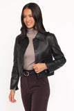 Hope Crop Faux Leather Jacket Black
