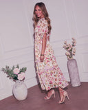 Imelda Floral Chiffon A Line Midi Dress