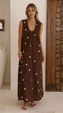 Scout Maxi Dress Chocolate White Polka