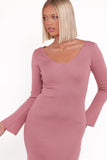Lina Long Sleeve Midi Dress Pink