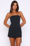 Grit And Glimmer Strapless Playsuit Navy Pinstripe