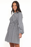 Jessen Long Sleeve Mini Dress Navy Gingham