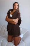 Come A Long Way Soft Lounge Ribbed Shorts Chocolate