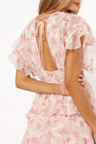 Daphne Ruffle Midi Dress Pink Orange