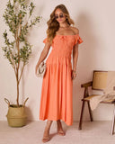 Linen Skies Flutter Sleeve Midi Dress