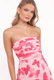 Kenna Strapless Midi Dress Butterfly Print