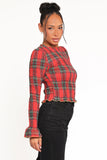Lillee Ruched Top Red Plaid
