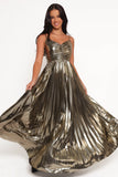Naira Pleated Maxi Dress Gold