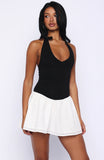 Shes Untouchable Halter Neck Mini Dress Black White