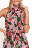 Caroline Maxi Halter Dress Black Floral