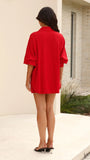 Charla Button Up Top Red