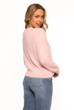 Aspra Fuzzy Crewneck Knit Sweater Pink