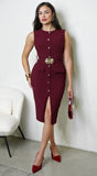 Valente Accent Midi Dress Burgundy