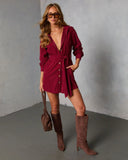 Sherna Corduroy Front Tie Mini Dress