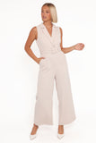 Sienna Belted Jumpsuit Beige