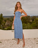 Josiane Strapless Denim Midi Dress
