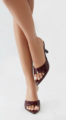 Malina Heeled Mules Burgundy