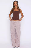 The Sweetest Love Drawstring Pants Pink Chocolate Stripe