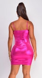 Kelsey Ruched Metallic Mini Dress Pink