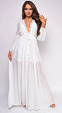 Pirae White Button Down Maxi Dress