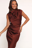Meryn High Neck Dress Brown