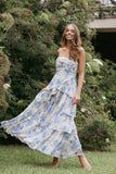 Admira Strapless Maxi Dress Blue Floral